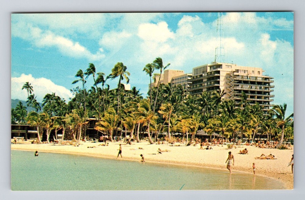 Vintage Hilton Hawaiian Village Waikiki HI Advertising Postcard