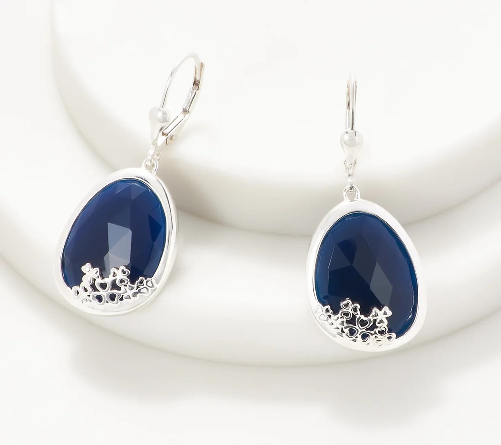 JMH Jewellery Sterling Silver and Blue Chalcedony Gemstone Earrings