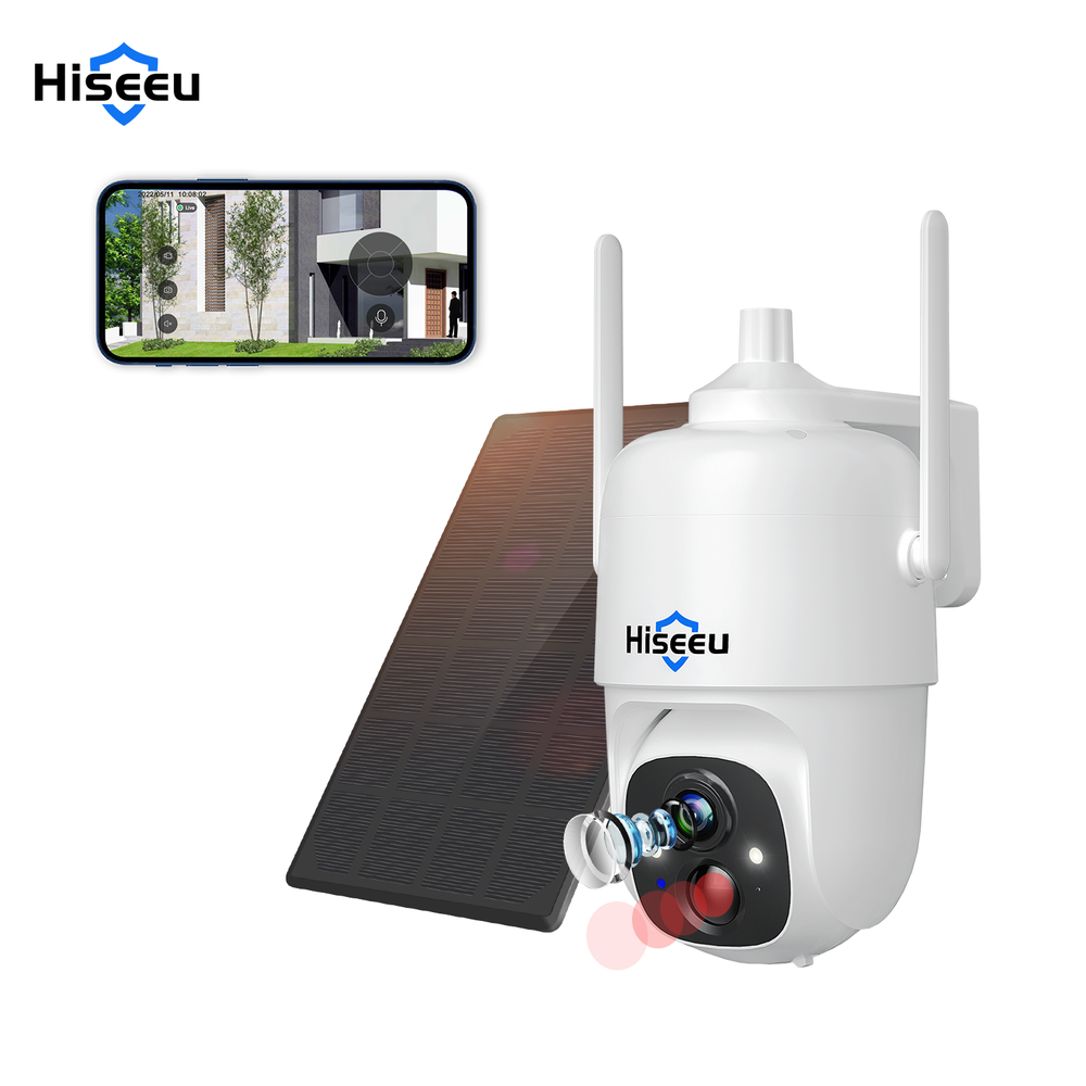 3PCS 2K 3MP Solar WiFi Security Camera with PIR Motion Detection & 2-Way Audio