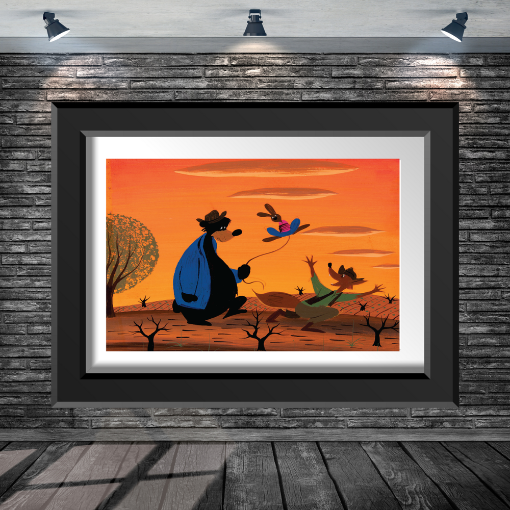 Mary Blair Song of the South Brer Rabbit Fox Bear Sunset Matte Concept Art 13x19