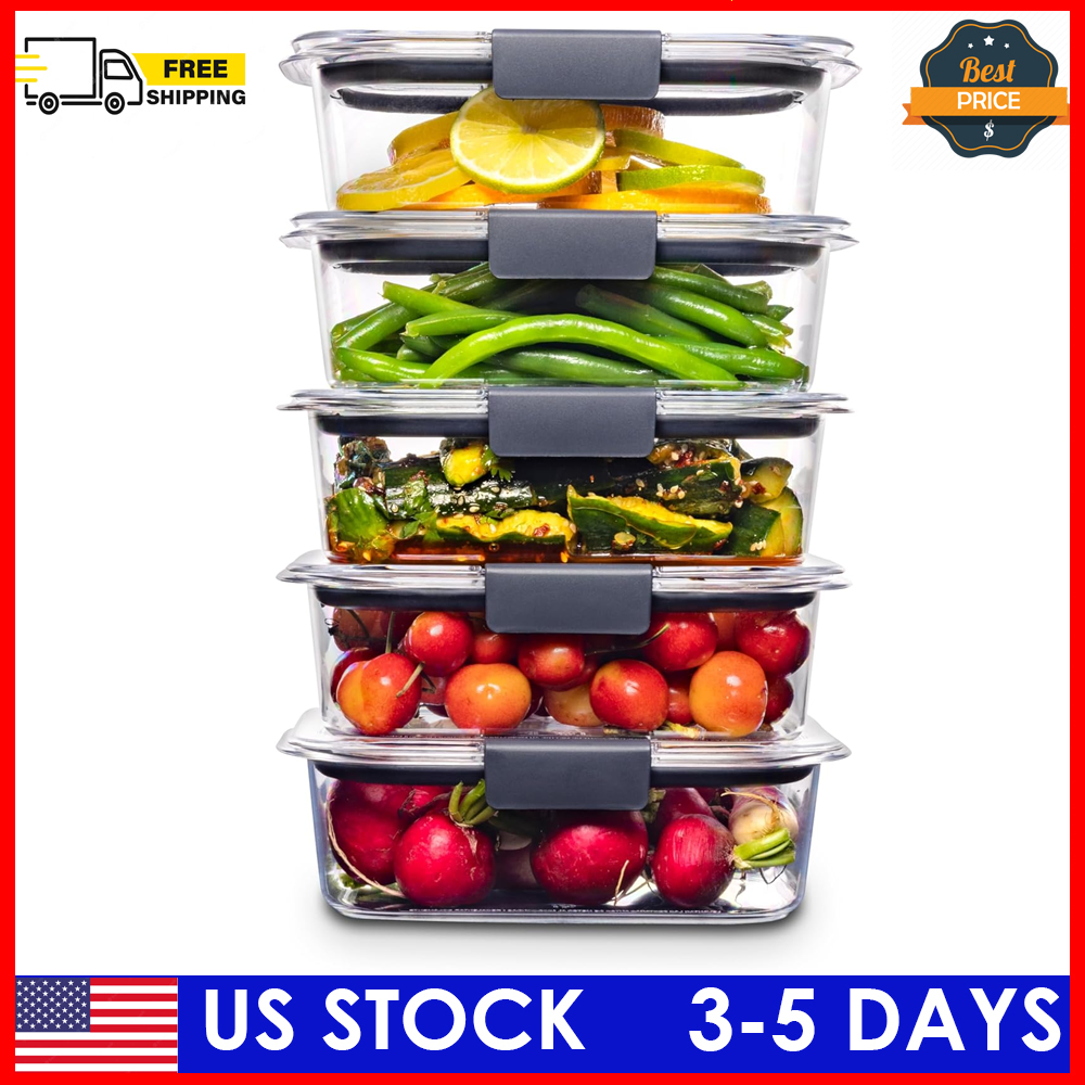Rubbermaid Brilliance Food Storage Containers, BPA Free, Set of 5 (3.2 Cup)