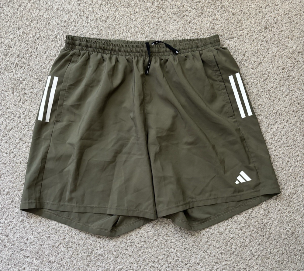 Adidas Shorts Mens XL Olive Own The Run Shorts Lined Reflective Back Pouch Gym