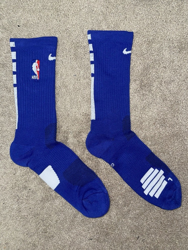 Size Large or 8-12 Mens-Nike Elite Dri-Fit NBA Basketball Crew Socks Blue/White
