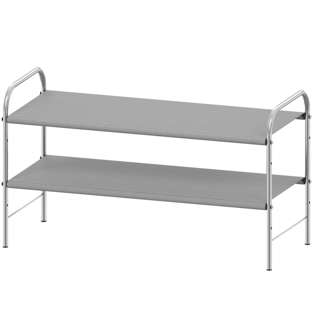 Simple Houseware 2-Tier Shoe Rack Storage Organizer, Grey 2-Tier,