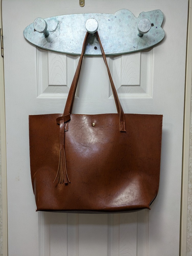 Handmade Leather Shoulder Bag Large Brown