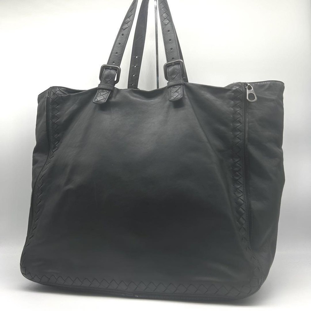 Good       Bottega Veneta Intrecciato Tote Bag Black Large Capacity