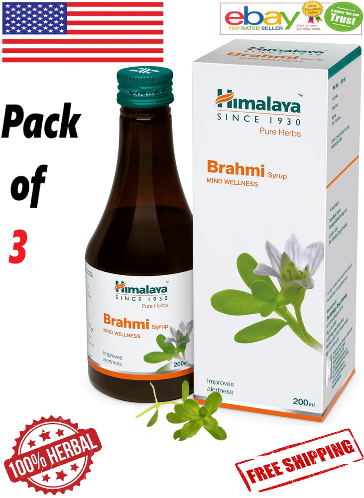 3x Himalaya Brahmi Syrup For Mind Wellness 100% Natural 200ml. Each (Free Ship)