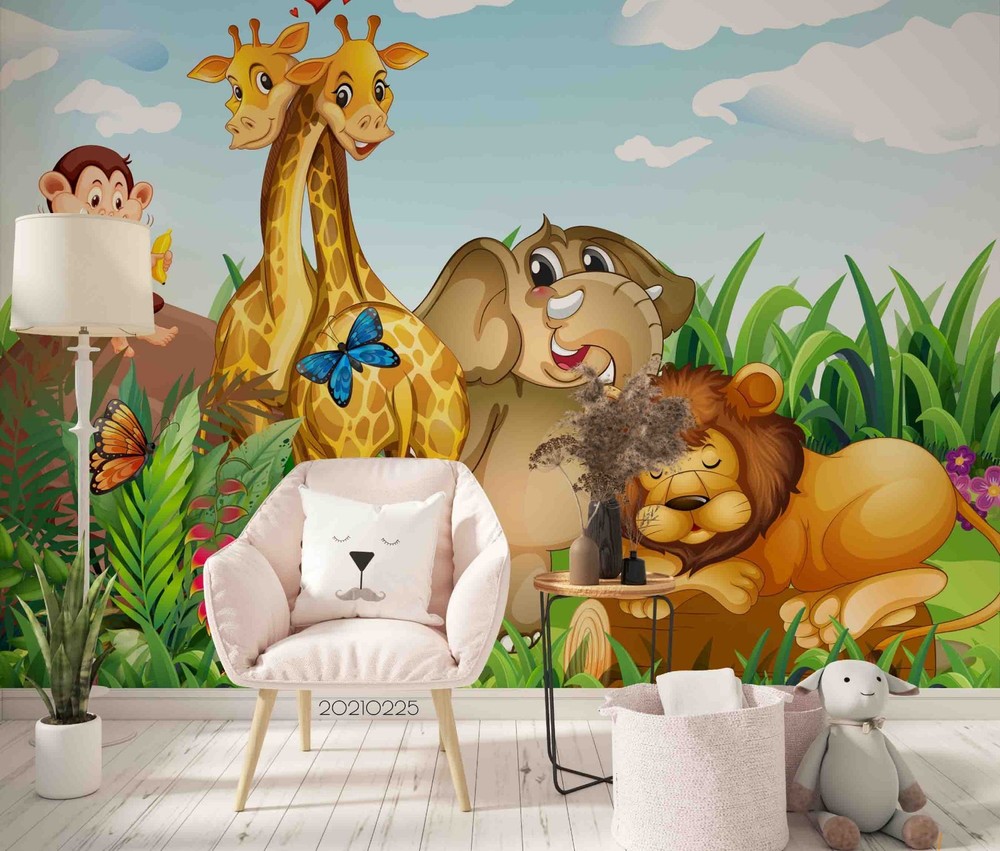 3D Cartoon Animal Illustration Wall Murals Wallpaper Murals Wall Sticker
