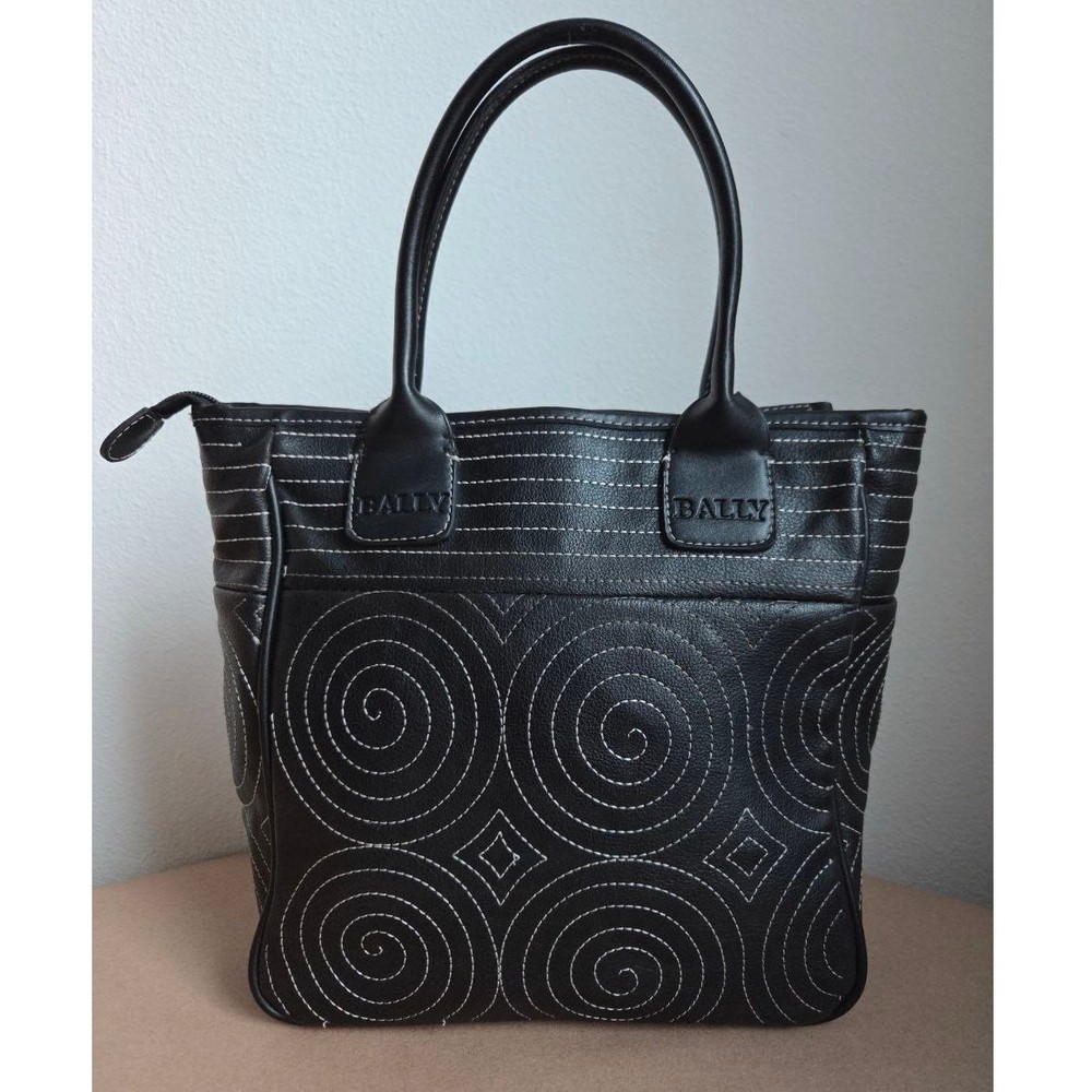 Bally Black Leather Bag Tote Shoulder Bag Vintage