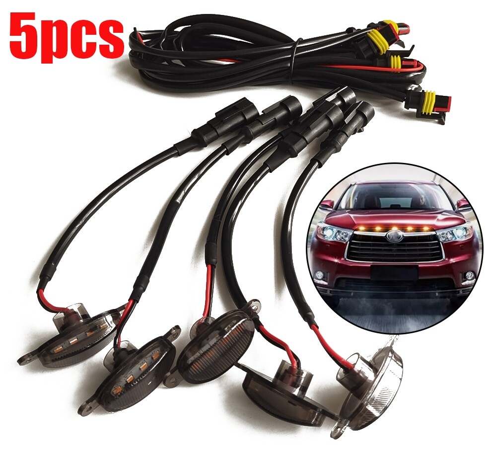 5X Raptor Style Smoked Lens Amber Led Front Grille Running Lights For Ford F150