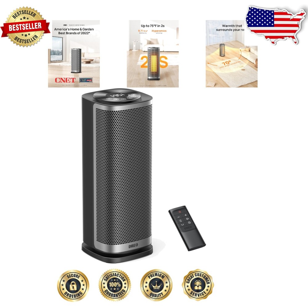 Electric Space Heater with 70° Oscillation & Remote Control - 250 sq.ft. Cove...