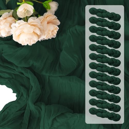 12 Pack Table Runners 10FT Cheesecloth Table Runner 21x120 12Pack Emerald Green