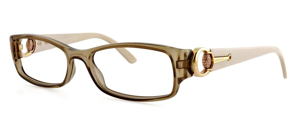 GUCCI GG3553 Q7O 52mm Beige Translucent Horsebit Acetate Eyeglass Frames Made in Italy  
