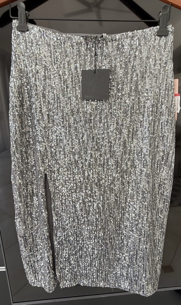 Dress Forum- Sequin Midi Skirt Silver- S Women's