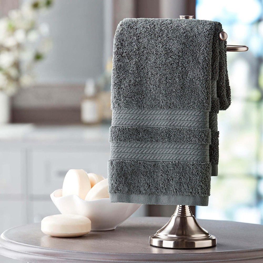 Members Mark Hotel Premier 100% Cotton Super Soft Luxury Hand Towel in Zinc Gray-image
