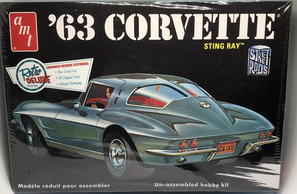 AMT '63 Sting Ray Corvette Model Kit STREET RODS Retro Delux Edition 861 1:25