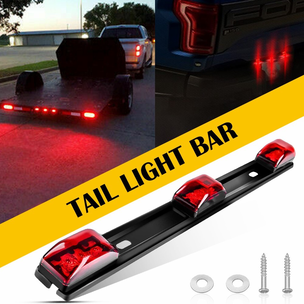 Red LED Stainless Rear Clearance ID Marker Bar Light Truck Trailer Tail Light