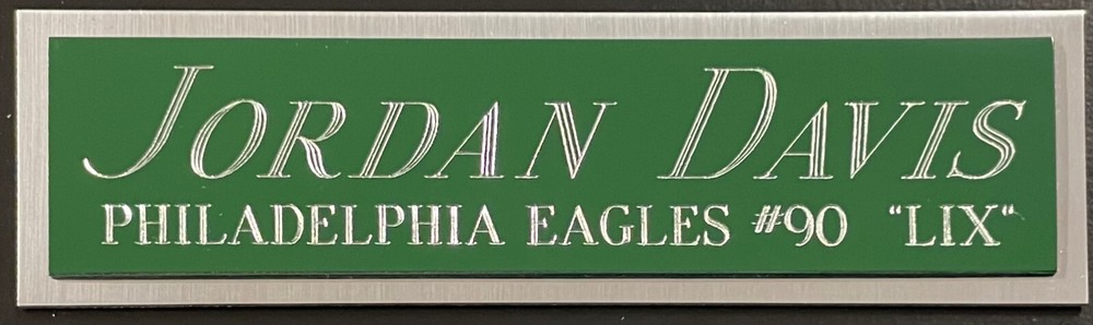 JORDAN DAVIS EAGLES NAMEPLATE FO AUTOGRAPHED Signed Football HELMET JERSEY PHOTO