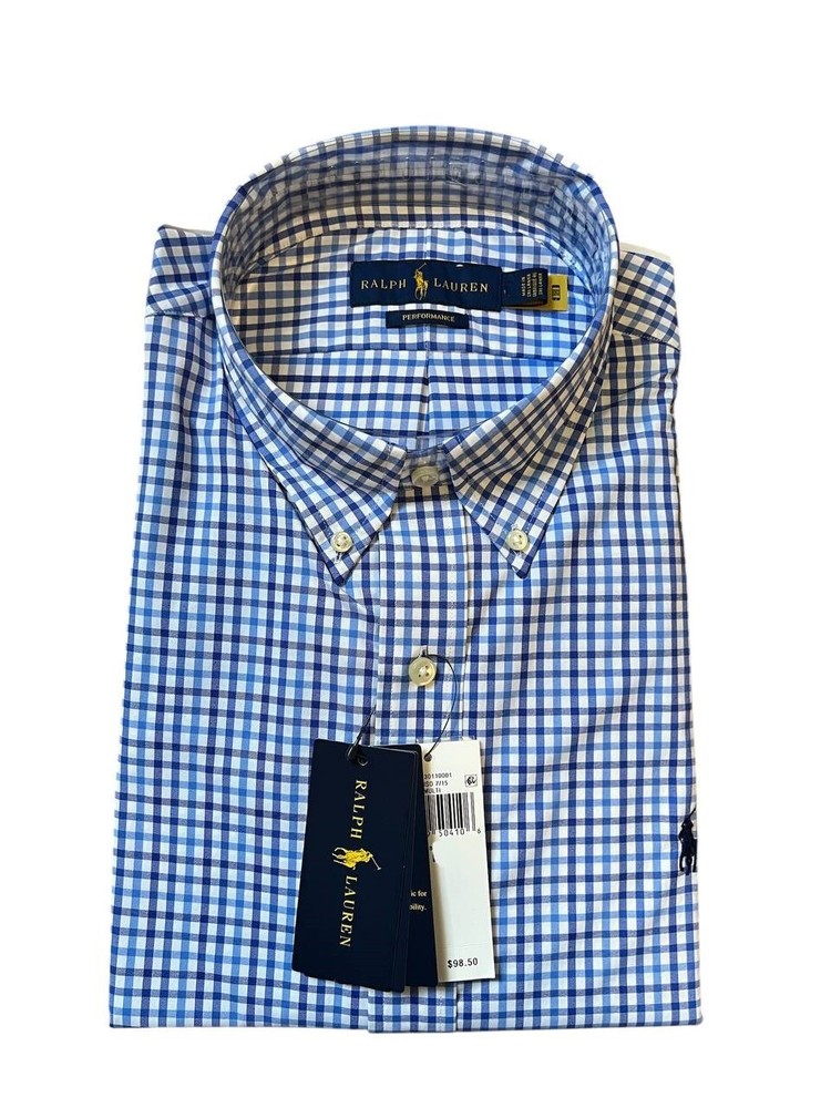 Polo Ralph Lauren Performance Wicking Stretch Blue Button Up US Open Rare 3XL