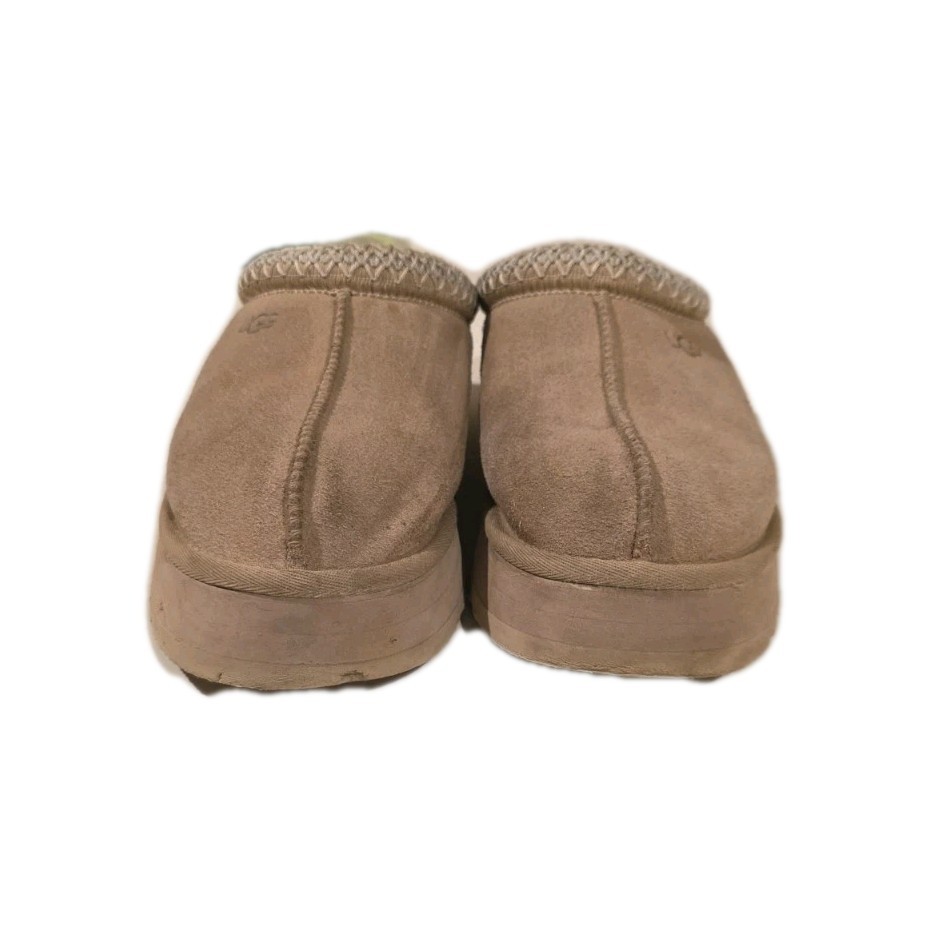 UGG Tazz Slipper Women's Clogs Size 8 Sand Suede Beige Sheepskin Platform READ