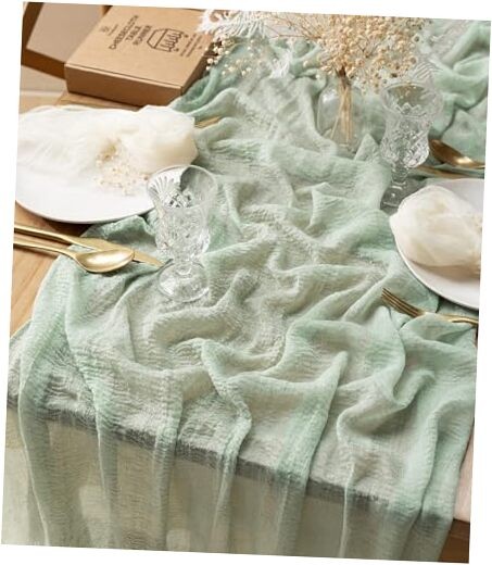 Cheesecloth Table Runner 10 Ft Gauze Boho Fabric Rustic Cheese Sage Green