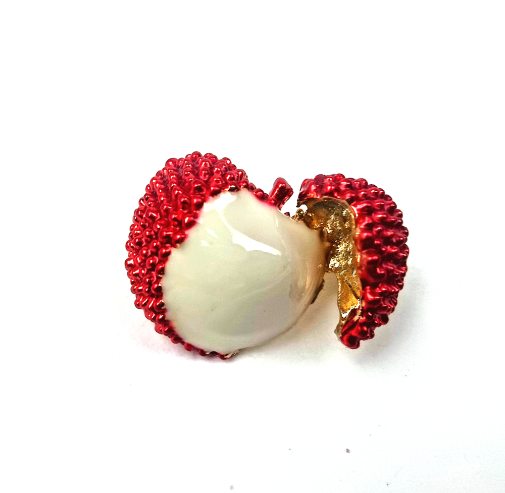 Small Red Enamel Litchi Brooches For Women Fruits Casual Wedding Brooch Pin gift