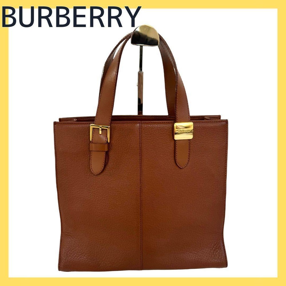 Burberry Handbag Tote Bag Burberrys Brown Leather