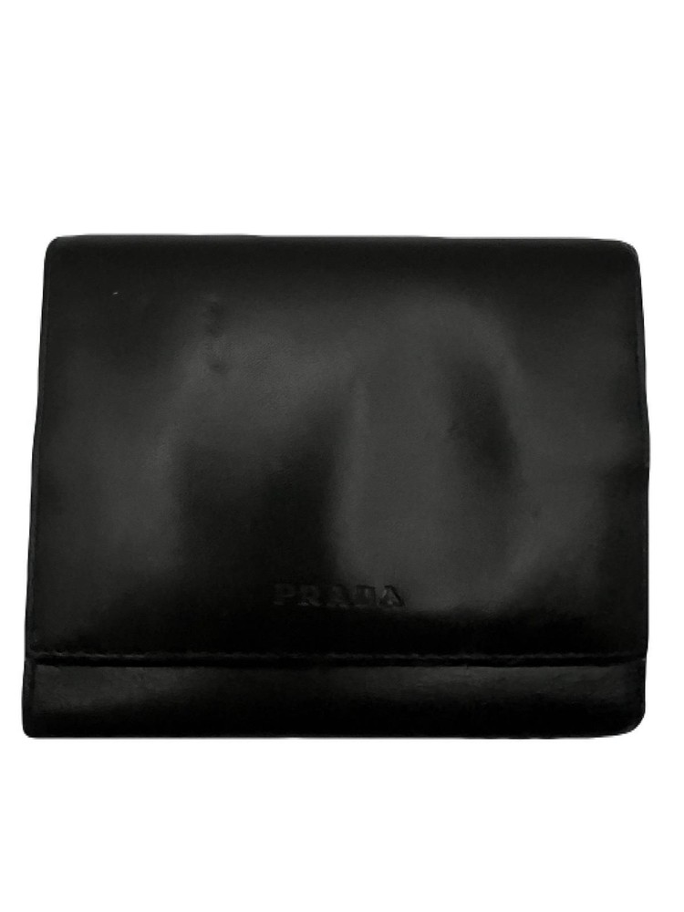 Prada Black Leather Wallet T1575-6 Pre-Owned