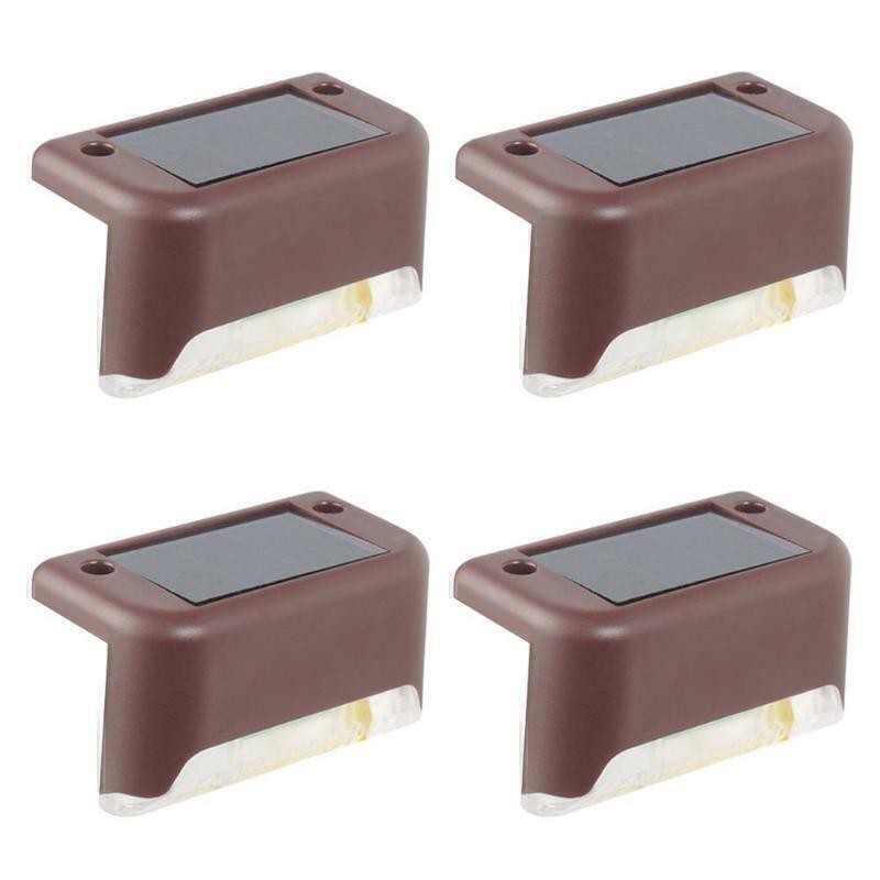 4PCS Outdoor Solar LED Deck Lights Garden Patio Pathway Stairs Step Fence Lamps