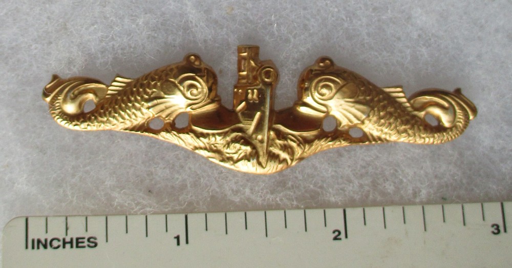 Original US  NAVY SUBMARINE OFFICER BADGE Vietnam Cold War Vintage L-22 Lordship