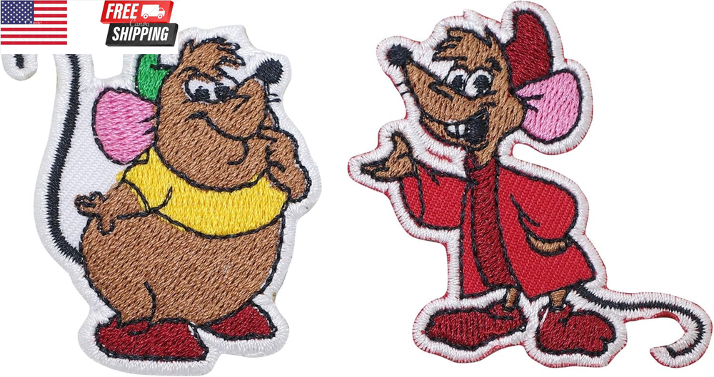2 PCS Jaq and Gus Patch Iron on for Clothing Saw On/Iron on Embroidered Patch Ap