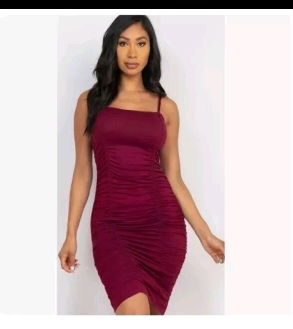 NWT ROSEDRESS CRIMSON RUCHED MINI DRESS OPEN BACK SIZE SMALL