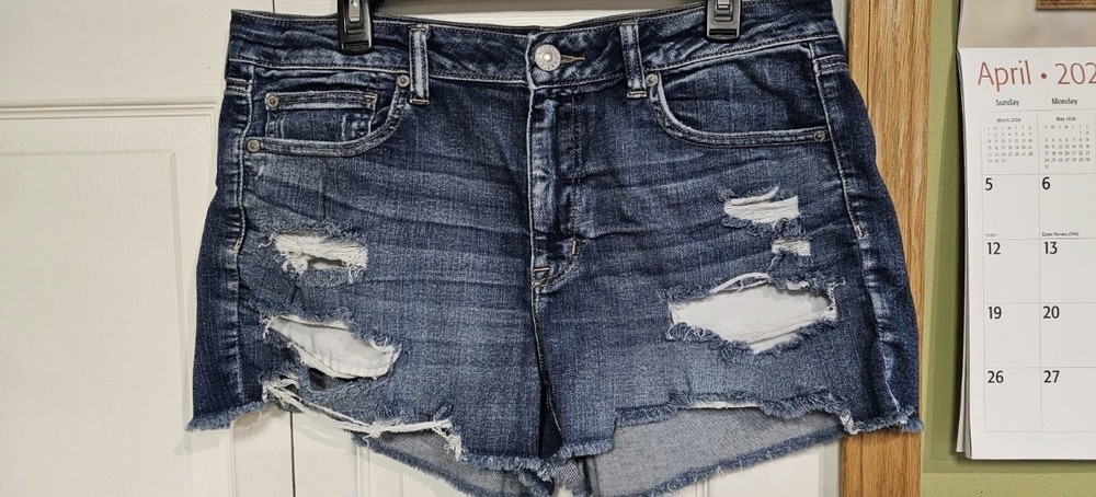 American Eagle Women's 14 High Rise Shortie Jean Shorts Next Level Stretch