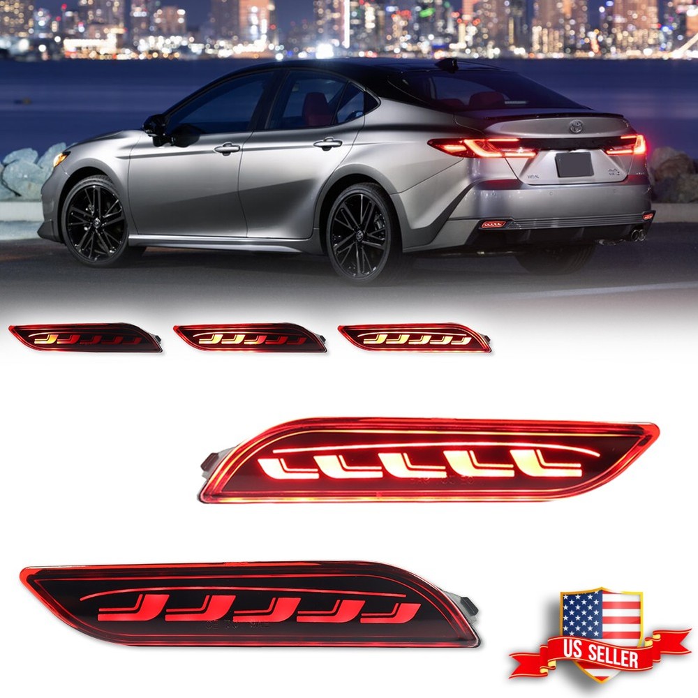 For 2018-2025 Toyota Camry Rear Bumper Reflector Red LED Tail Brake Signal Light