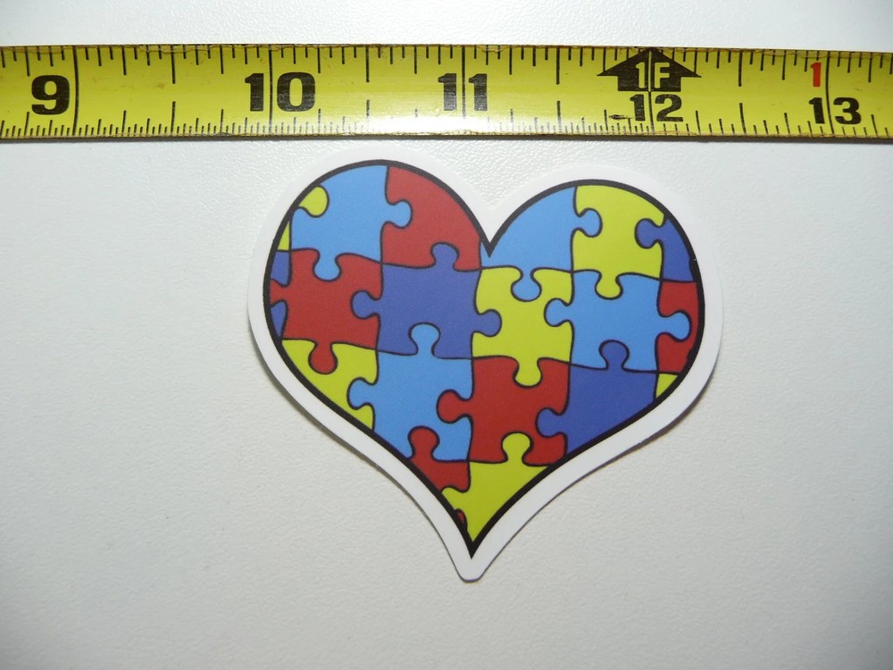 AUTISM SUPPORT SMALL STICKER DECAL HEART WITH MULTIPLE PUZZLE PIECES AWARENESS