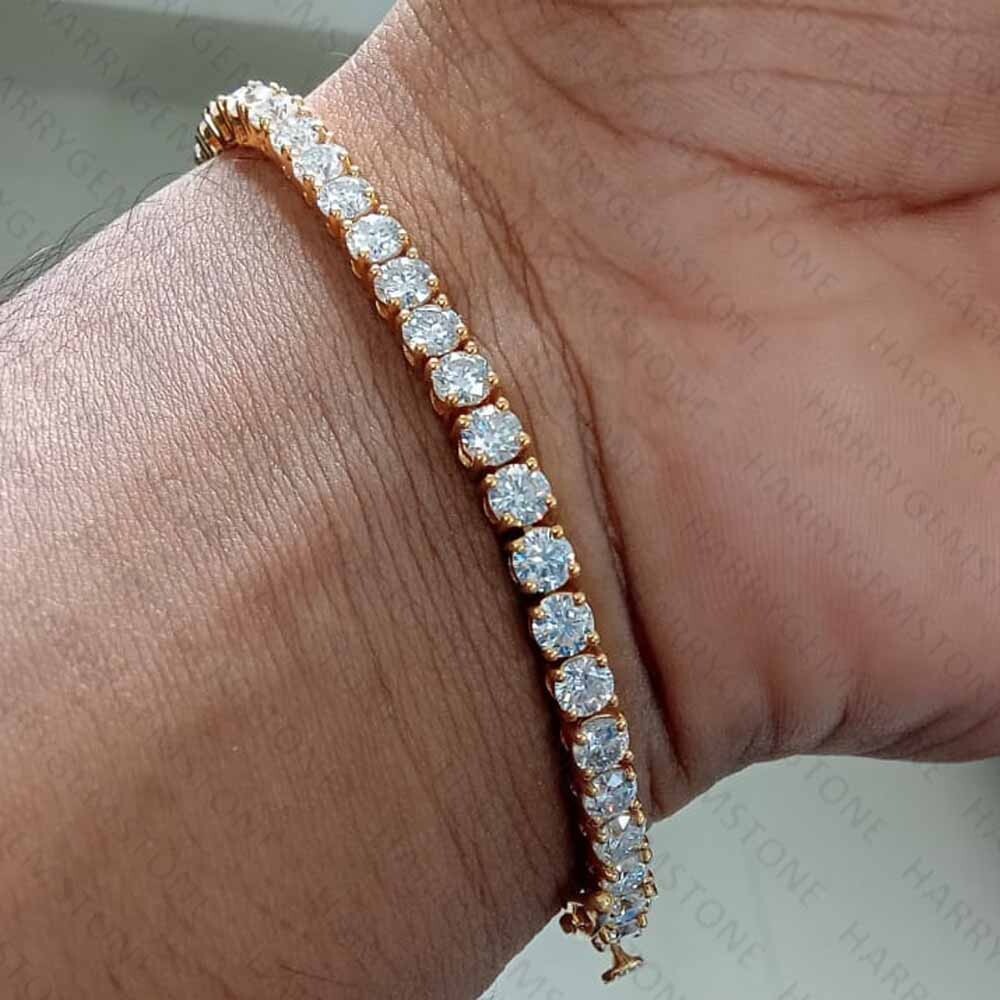 5.98CT Round Cut Moissanite Tennis Bracelet in 14k Yellow Gold Plated for Engagement