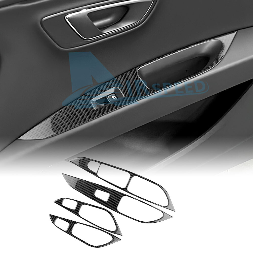 For Seat Leon 2013-2020 Black Carbon Fiber Window Lift Frame Sticker Cover Trim
