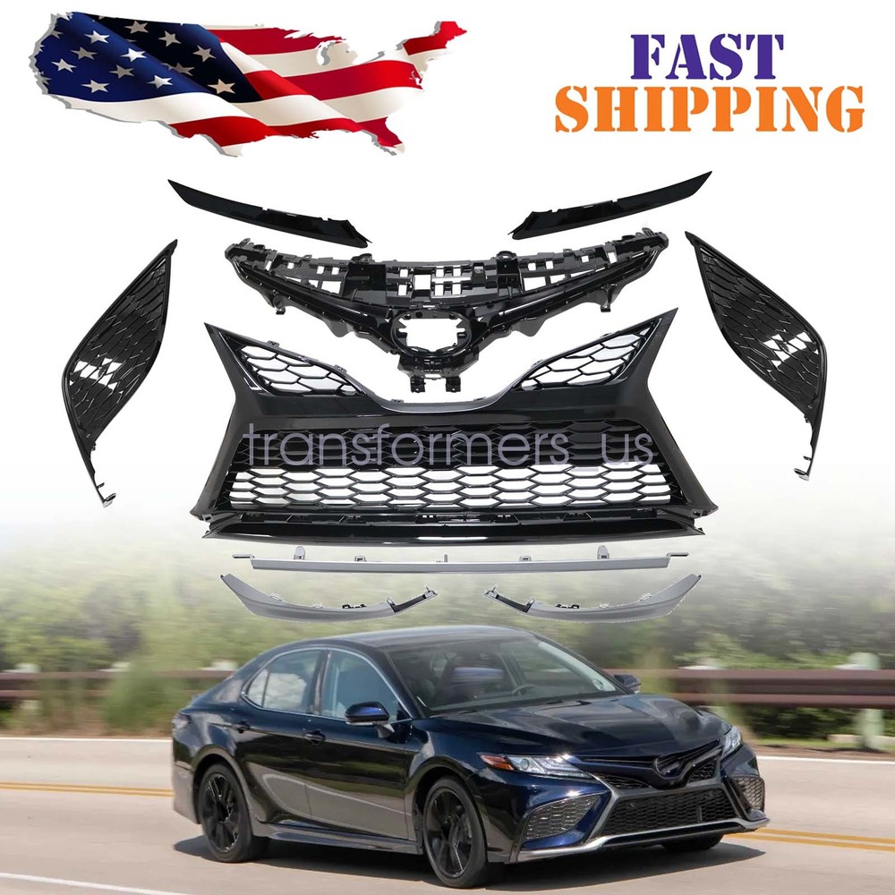 For Camry SE XSE 2021-2024 Front Upper Grille/Trim/Fog Light Cover/Bracket 9PCS