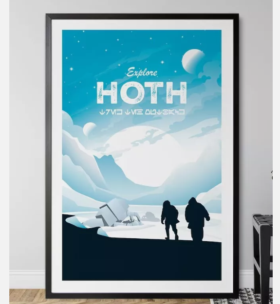Star Wars Hoth Travel Poster Minimalist Wall Art Film Decor