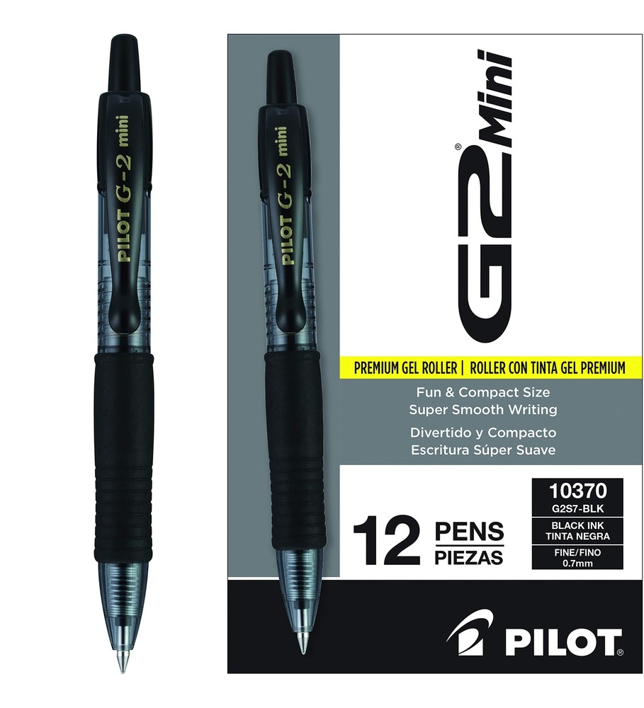 Pilot, G2 Mini Premium Rolling Ball Gel Pens, Fine Point 0.7mm, Black, Pack o...