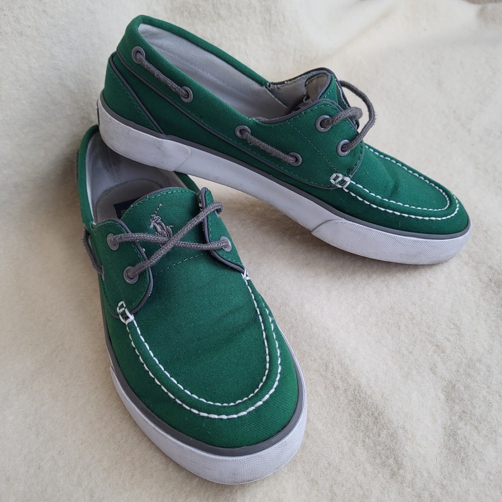 Polo Ralph Lauren Canvas Boat Shoes Loafers Mens Size 8D Green