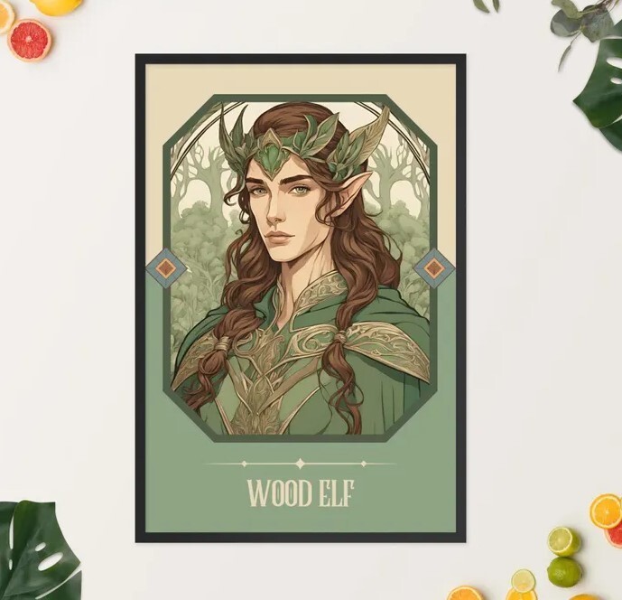 Wood Elf Art Nouveau Tarot Woman Fantasy Art Print