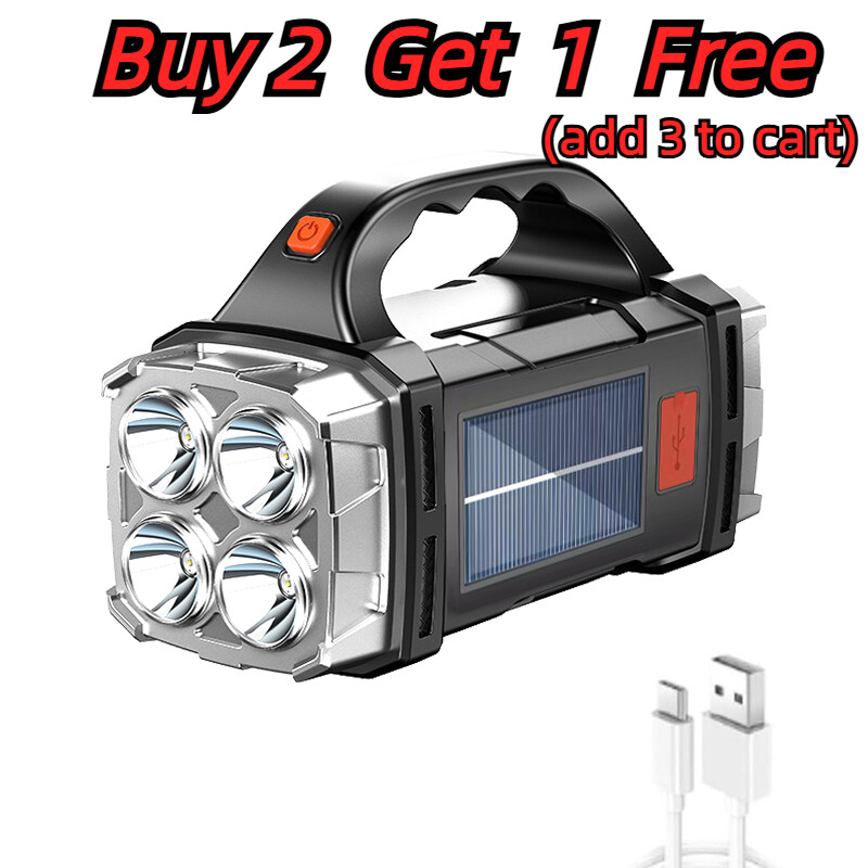 Solar Tent Light Rechargeable LED Flashlight Camping Power Torch Lantern Lamp