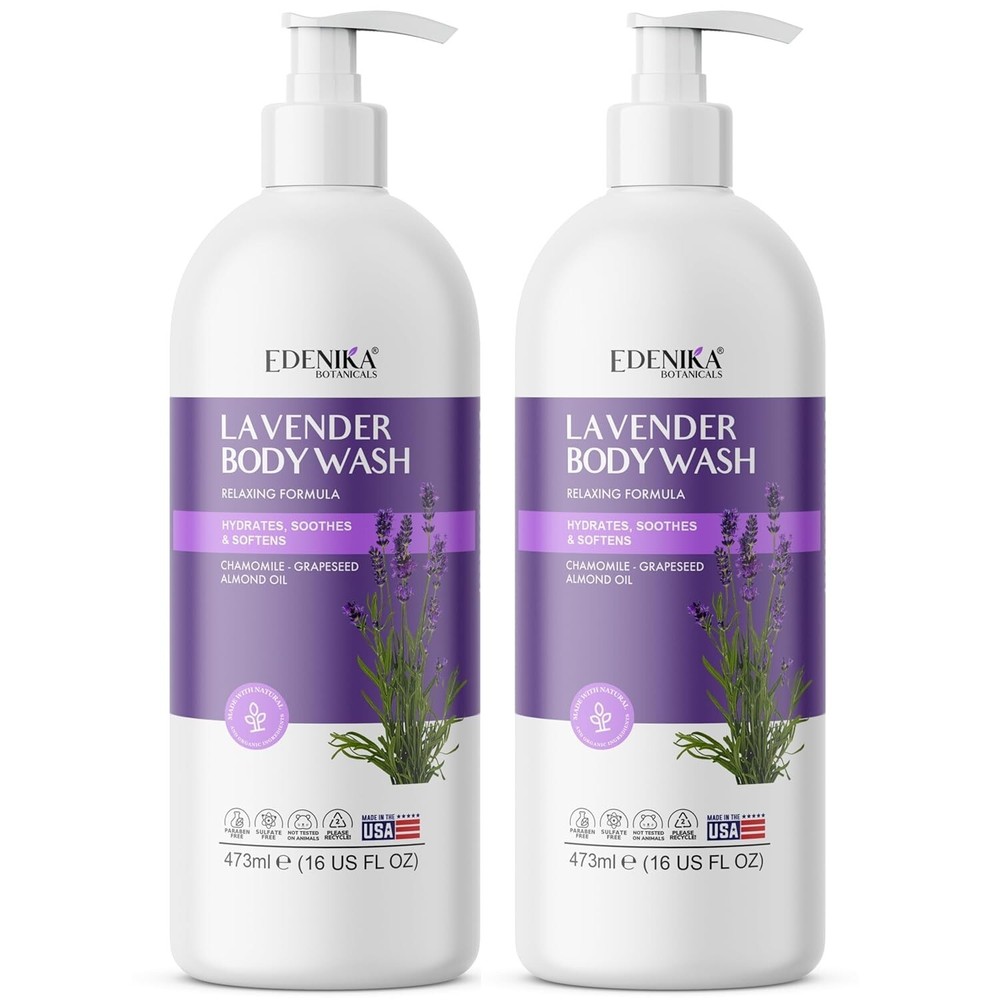 Edenika Lavender Body Wash 2-Pack – Relaxing Hydrating Cleanser with Natural Oils