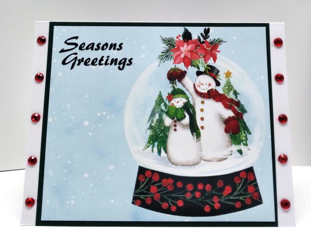 Christmas Snow Globe Greeting Card - Handmade Recycled Holiday Season Greetings-image