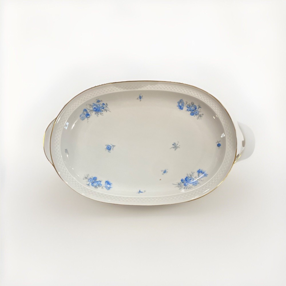 THOMAS BAVARIA Serving Platter 16” Ivory Scalloped Blue Roses w/ Gold Trim RARE