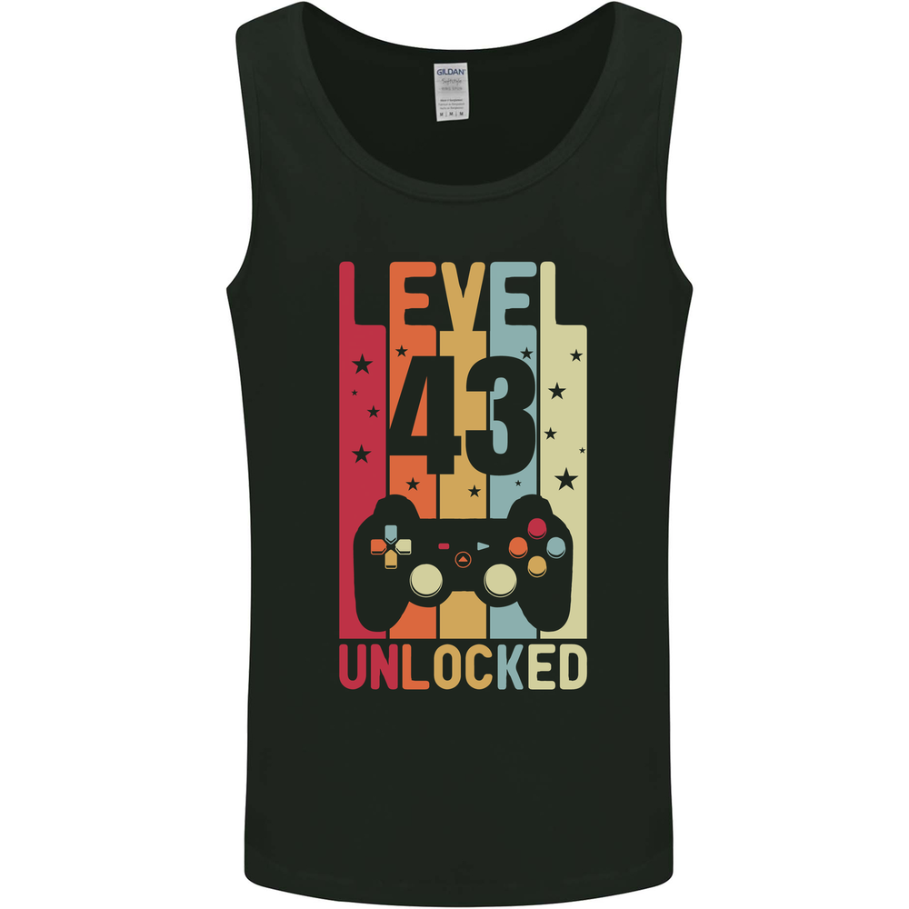 43rd Birthday 43 Year Old Level Up Gaming Mens Vest Tank Top