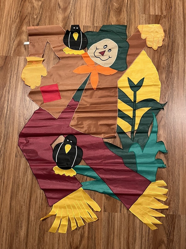 Harvest Hearth Scarecrow and Crow Nylon House Flag 28x40 New