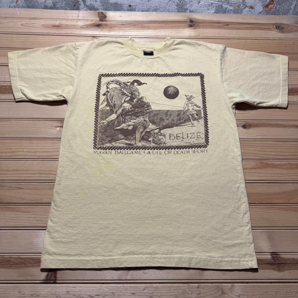 Vintage 90s Belize Mayan Ballgame Life Death Sport Mesoamerican T-Shirt Men's XL