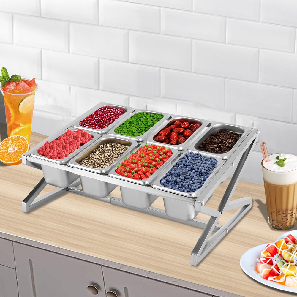 8 Pans Spice Rack Kitchen Storage Shelf Kitchen Spice Holder  Stainless Steel